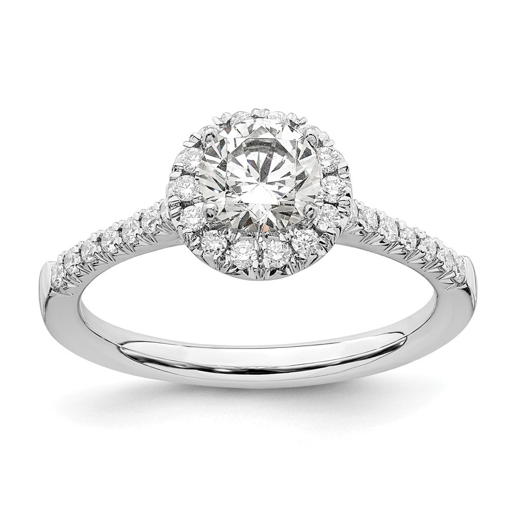 14K White Gold True Origin 1/4 Carat Lab Grown Diamond Vs D E F Semi Mount Round Halo Engagement Ring