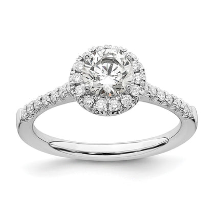 14K White Gold True Origin 1/4 Carat Lab Grown Diamond Vs D E F Semi Mount Round Halo Engagement Ring