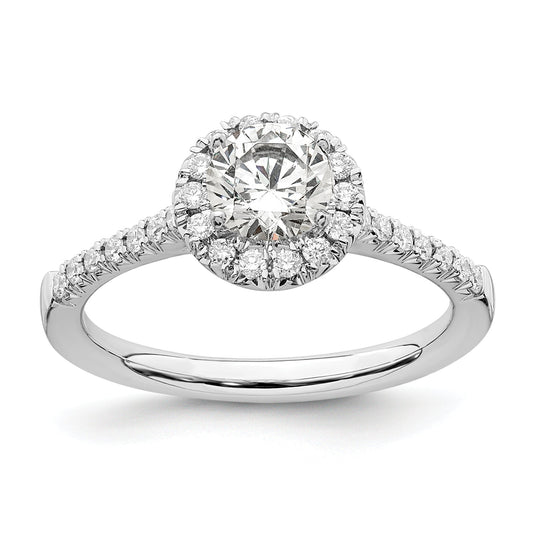 14K White Gold True Origin 1/4 Carat Lab Grown Diamond Vs D E F Semi Mount Round Halo Engagement Ring