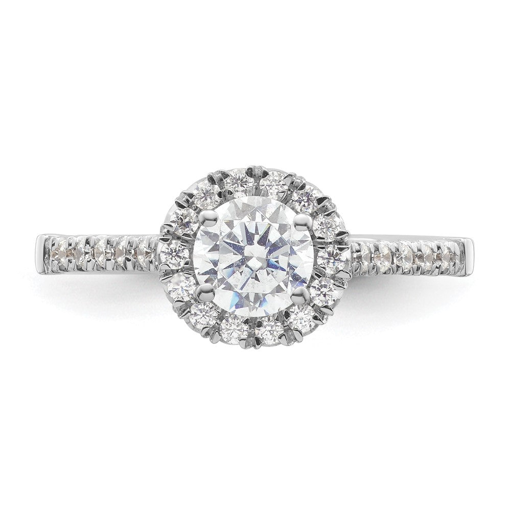 0.75ct. CZ Solid Real 14K White Gold Round Halo Engagement Ring