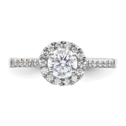 0.75ct. CZ Solid Real 14K White Gold Round Halo Engagement Ring