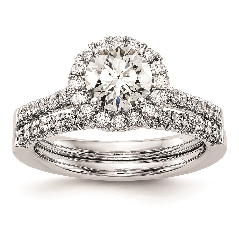 14kw Round Halo Engagement Simulated Diamond Ring