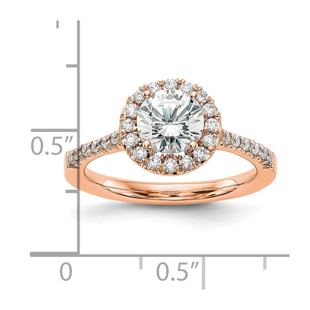 14k Rose Gold 1/3 Ct. Lab Grown Diamond VS/SI+ G+ 1 Ct. Center Round Engagement Ring