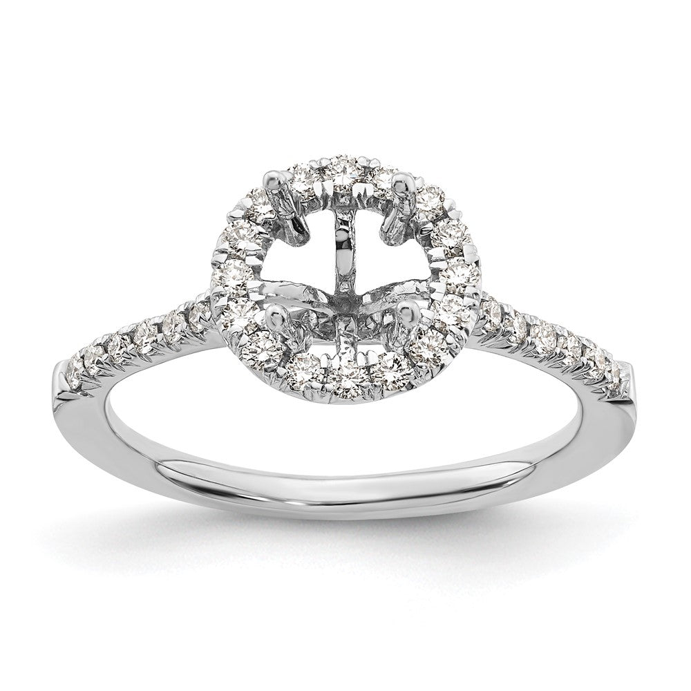 14kw Round Halo Simulated Diamond Engagement Ring