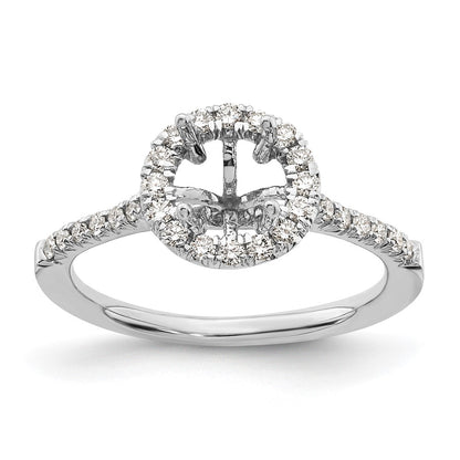 14kw Round Halo Simulated Diamond Engagement Ring