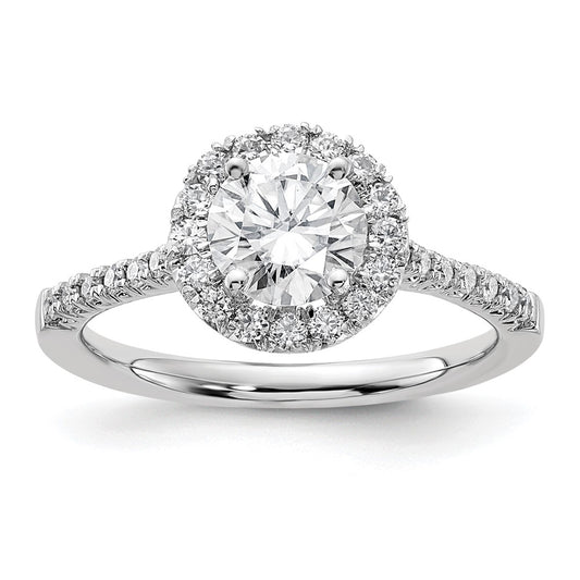14kw Round Halo Simulated Diamond Engagement Ring