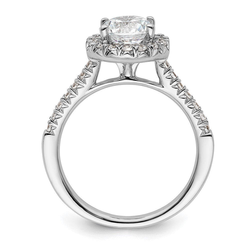 14kw Round Halo Simulated Diamond Engagement Ring