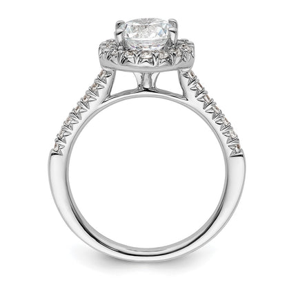 14kw Round Halo Simulated Diamond Engagement Ring