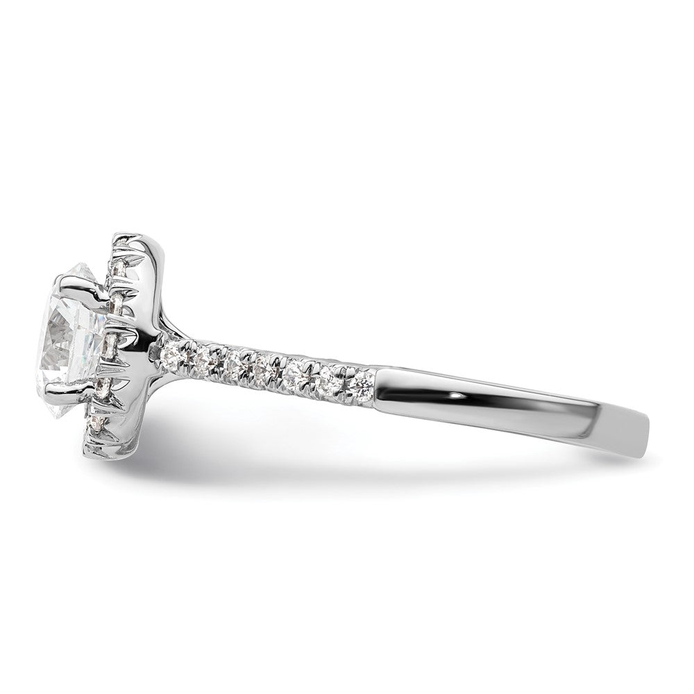 14kw Round Halo Simulated Diamond Engagement Ring