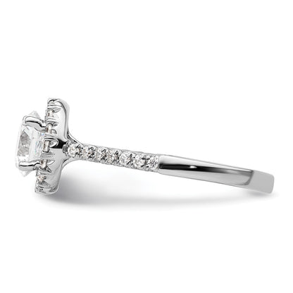 14kw Round Halo Simulated Diamond Engagement Ring