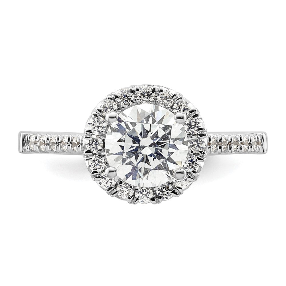 14kw Round Halo Simulated Diamond Engagement Ring