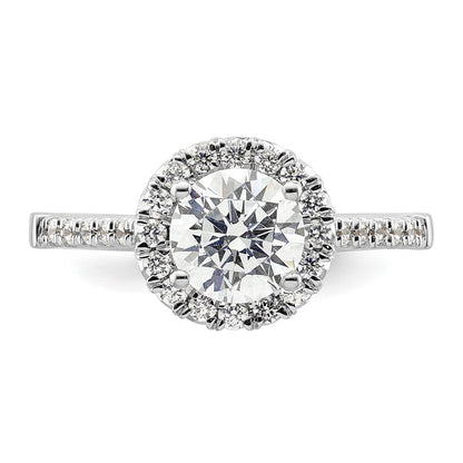 14kw Round Halo Simulated Diamond Engagement Ring