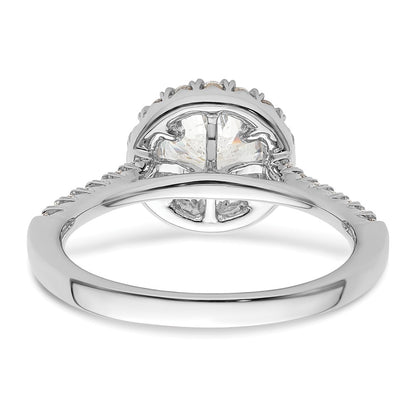 14kw Round Halo Simulated Diamond Engagement Ring