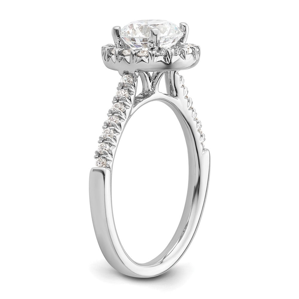 14kw Round Halo Simulated Diamond Engagement Ring