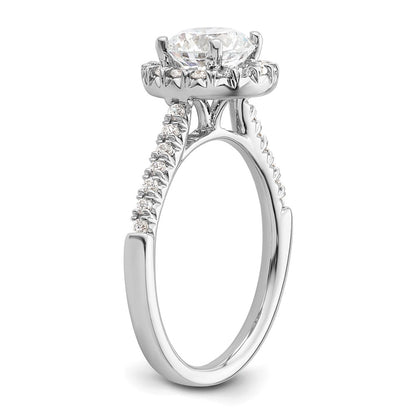 14kw Round Halo Simulated Diamond Engagement Ring