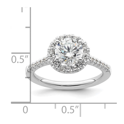 14kw Round Halo Simulated Diamond Engagement Ring