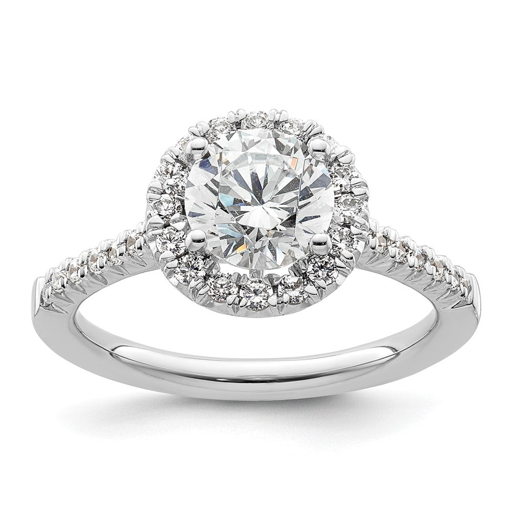 14kw Round Halo Simulated Diamond Engagement Ring