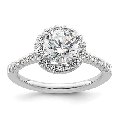 14kw Round Halo Simulated Diamond Engagement Ring