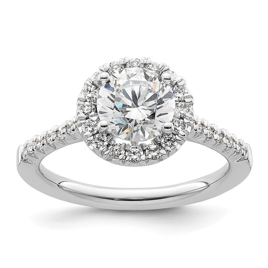 14kw Round Halo Simulated Diamond Engagement Ring