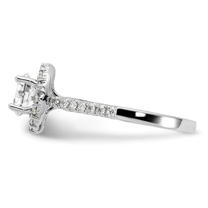 14kw Round Halo Simulated Diamond Engagement Ring