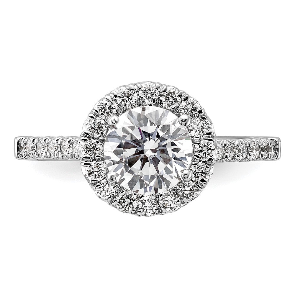 14kw Round Halo Simulated Diamond Engagement Ring