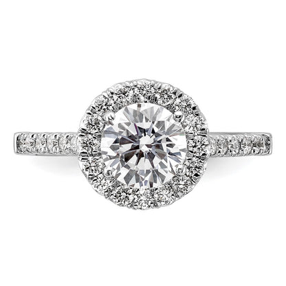 14kw Round Halo Simulated Diamond Engagement Ring