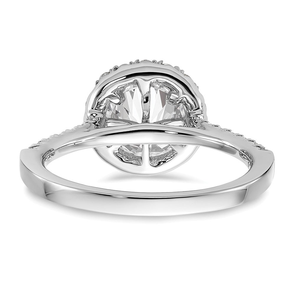 14kw Round Halo Simulated Diamond Engagement Ring