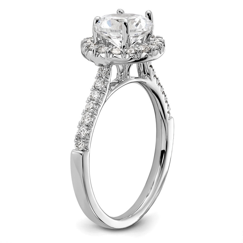 14kw Round Halo Simulated Diamond Engagement Ring
