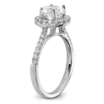 14kw Round Halo Simulated Diamond Engagement Ring