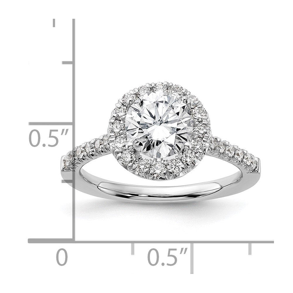 14kw Round Halo Simulated Diamond Engagement Ring