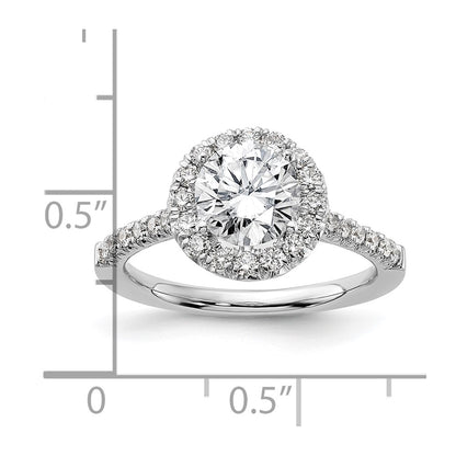 14kw Round Halo Simulated Diamond Engagement Ring