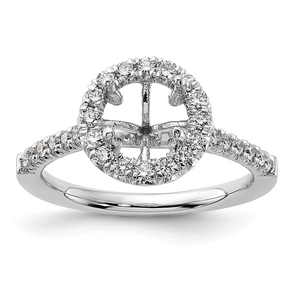 14kw Round Halo Simulated Diamond Engagement Ring
