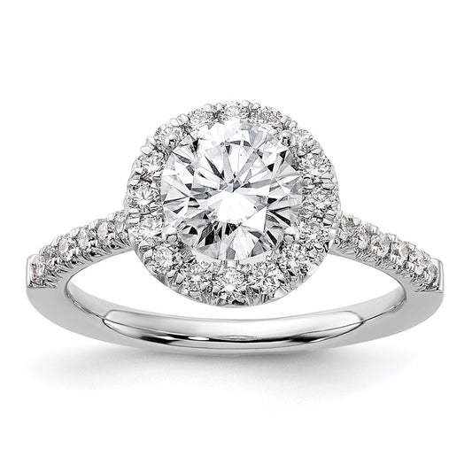 14kw Round Halo Simulated Diamond Engagement Ring