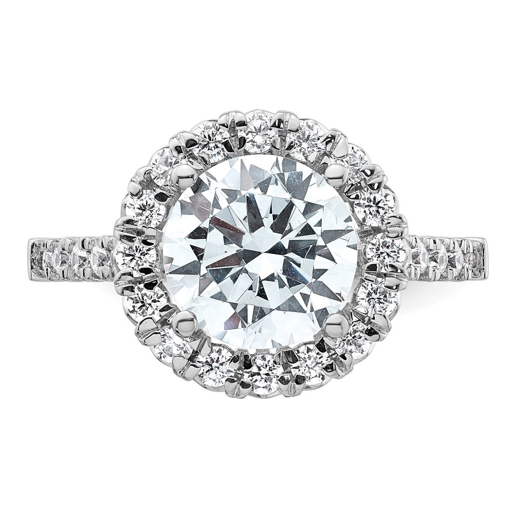 14k White Gold Rose 5/8 Ct. Lab Grown Diamond VS/SI+ G+ 3 Ct. Center Round Engagement Ring