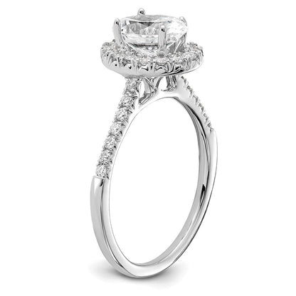 14k White Gold 3/8 Ct. Lab Grown Diamond VS/SI+ G+ 1 Ct. Center Oval Semi Mount Halo Engagement Ring