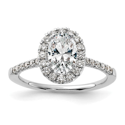 14k White Gold 3/8 Ct. Lab Grown Diamond VS/SI+ G+ 1 Ct. Center Oval Semi Mount Halo Engagement Ring