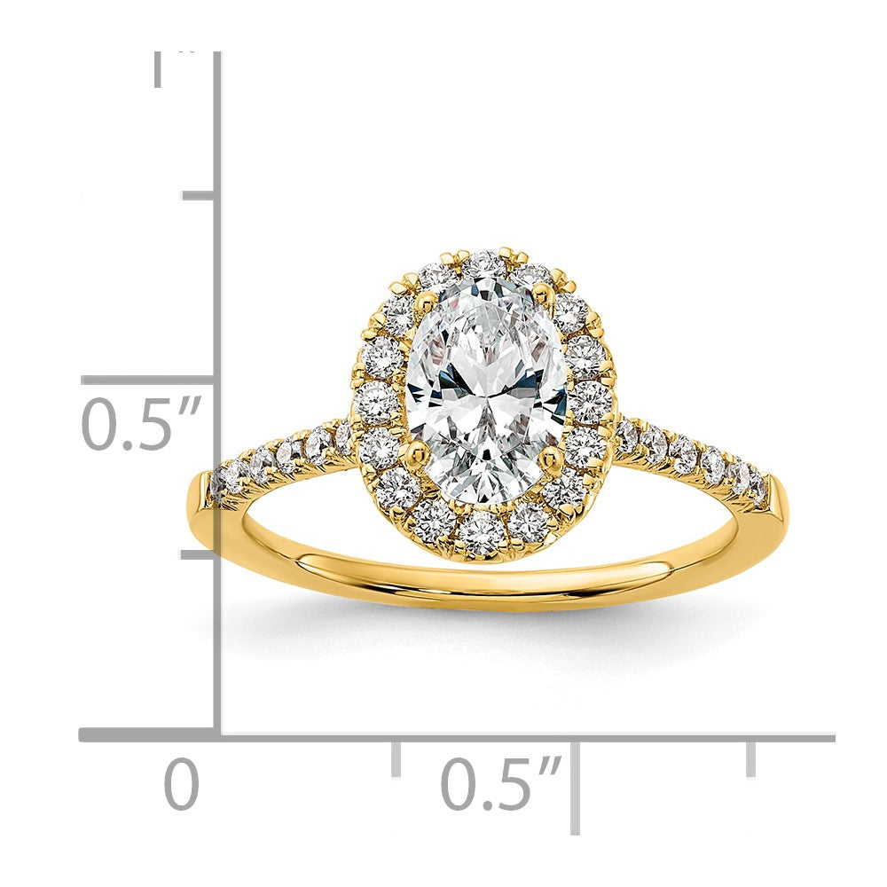 14k Yellow Gold 3/8 Ct. Lab Grown Diamond VS/SI+ G+ 1 Ct. Center Oval Halo Engagement Ring