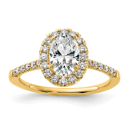 14k Yellow Gold 3/8 Ct. Lab Grown Diamond VS/SI+ G+ 1 Ct. Center Oval Halo Engagement Ring