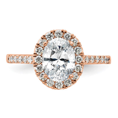 14k Rose Gold 1/2 Ct. Lab Grown Diamond VS/SI+ G+ 1 1/2 Ct. Center Oval Semi Mount Halo Engagement Ring