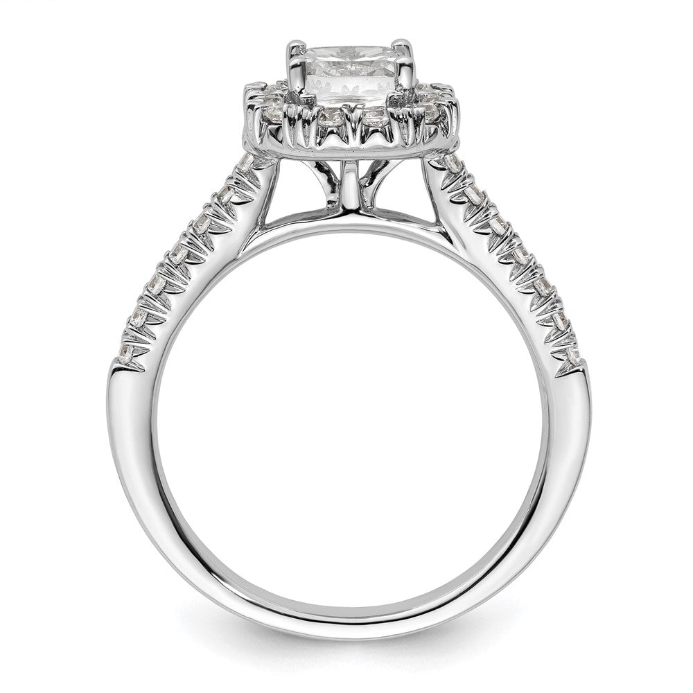 0.75ct. CZ Solid Real 14K White Gold Cushion Halo Engagement Ring