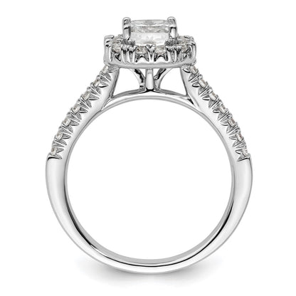 0.75ct. CZ Solid Real 14K White Gold Cushion Halo Engagement Ring