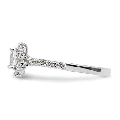 14kw Cushion Halo Simulated Diamond Engagement Ring