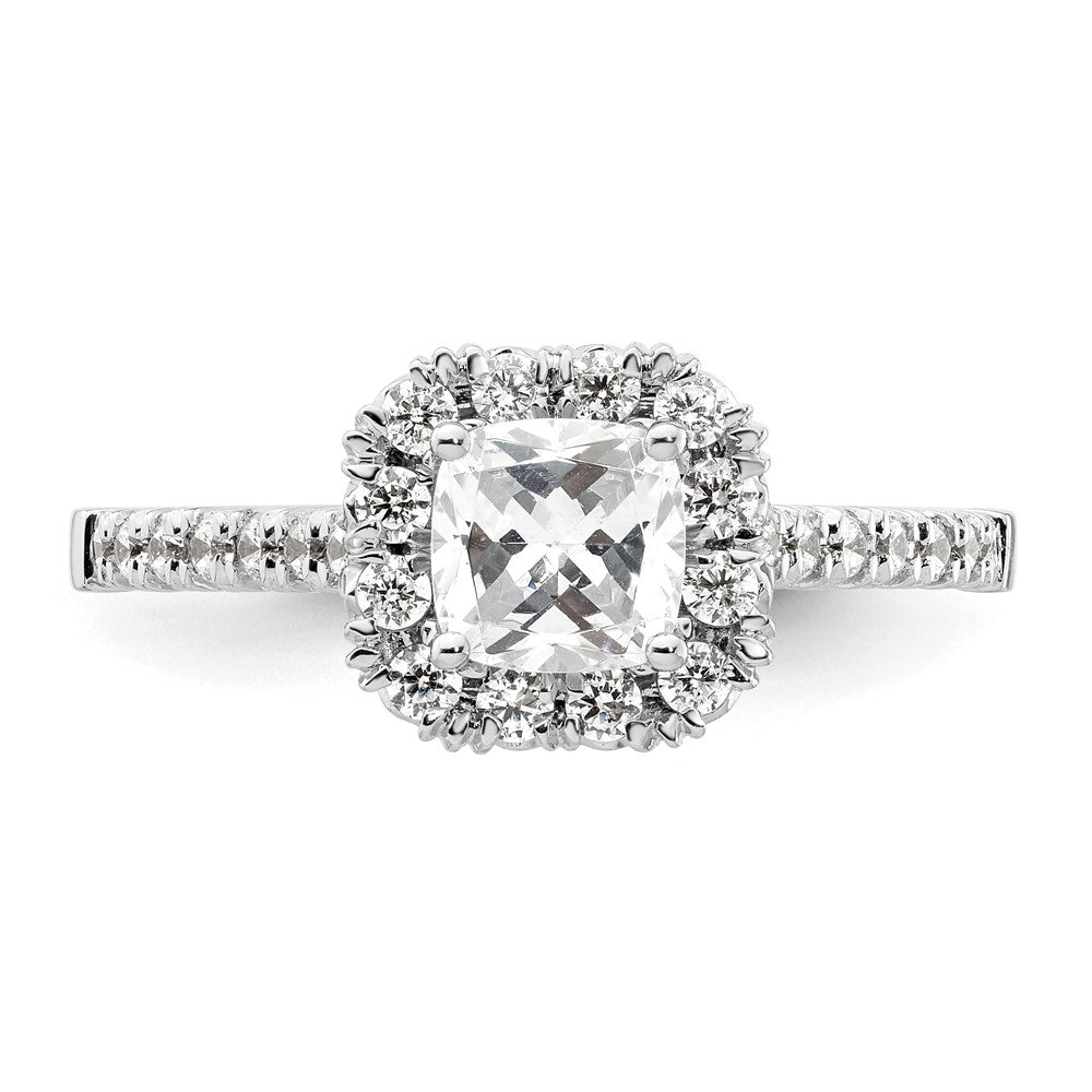 0.75ct. CZ Solid Real 14K White Gold Cushion Halo Engagement Ring
