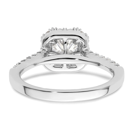 14kw Cushion Halo Simulated Diamond Engagement Ring
