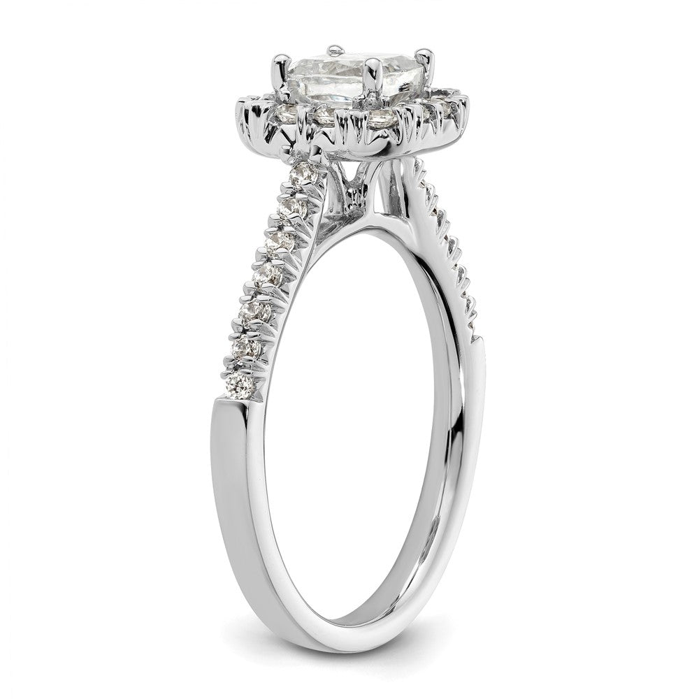 0.75ct. CZ Solid Real 14K White Gold Cushion Halo Engagement Ring