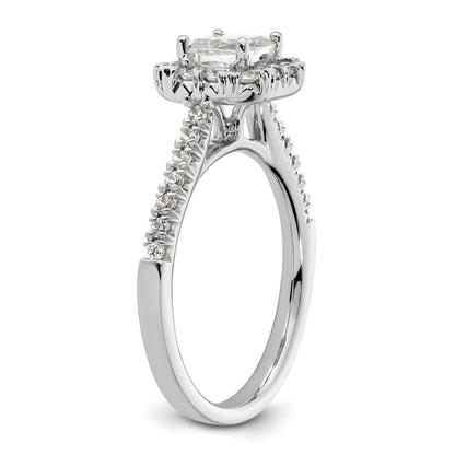 0.75ct. CZ Solid Real 14K White Gold Cushion Halo Engagement Ring