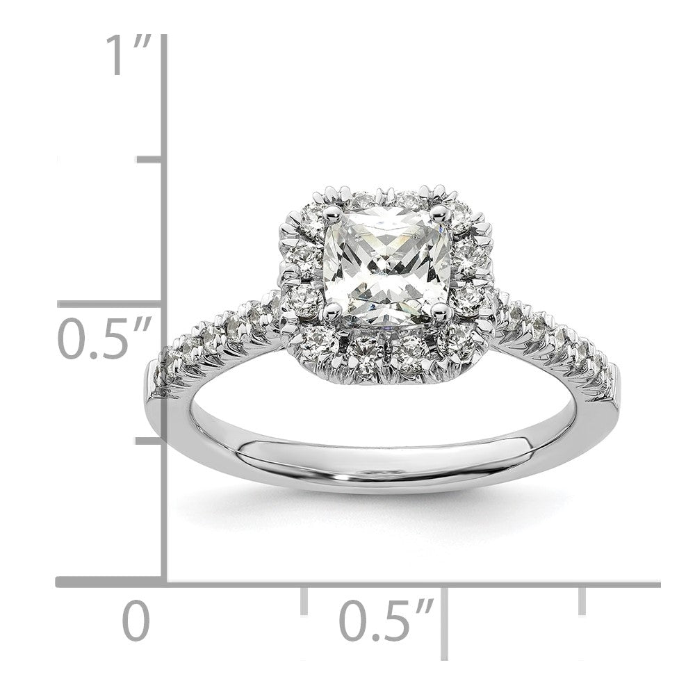 0.75ct. CZ Solid Real 14K White Gold Cushion Halo Engagement Ring