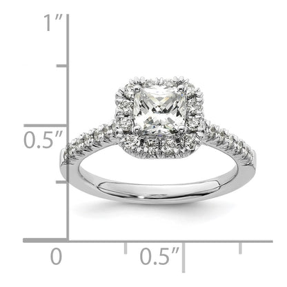 0.75ct. CZ Solid Real 14K White Gold Cushion Halo Engagement Ring