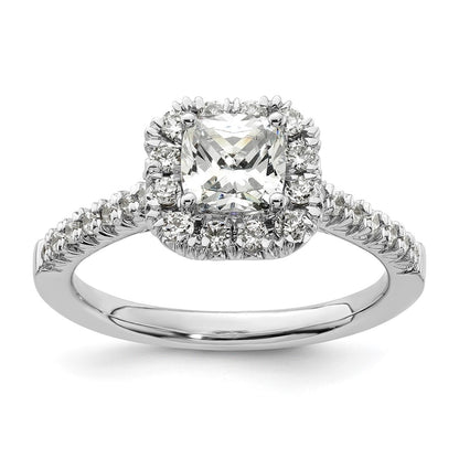 0.75ct. CZ Solid Real 14K White Gold Cushion Halo Engagement Ring