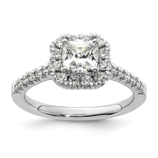 0.75ct. CZ Solid Real 14K White Gold Cushion Halo Engagement Ring